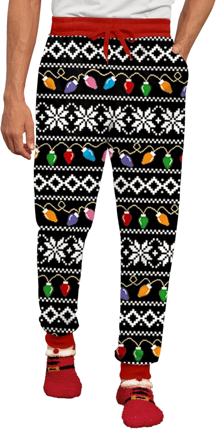 Funny Christmas Joggers for Men with Pockets and Comfort
