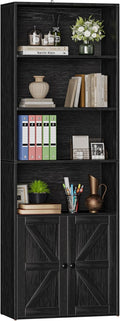 Industrial Bookshelf and Bookcases with Doors - Tall Modern Storage