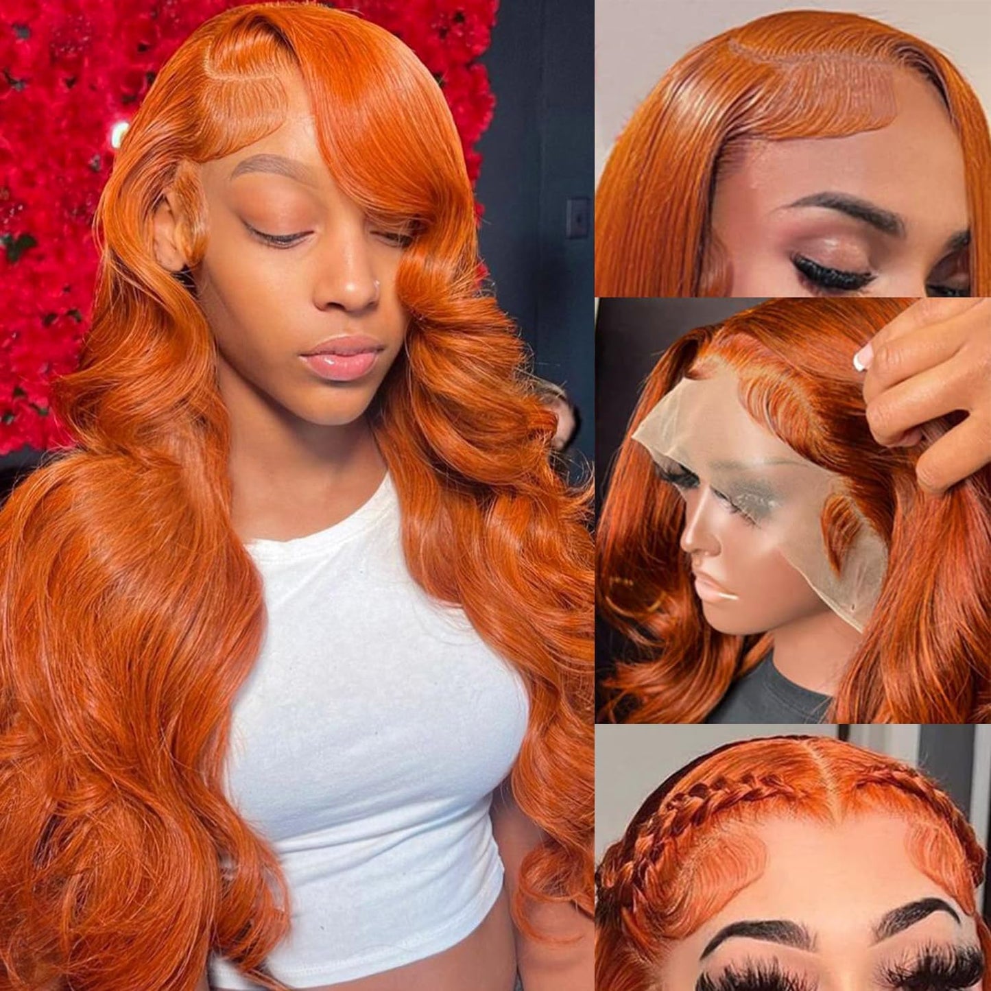 Ginger Wig Human Hair 13x4 Lace Front Wigs for Women 28in