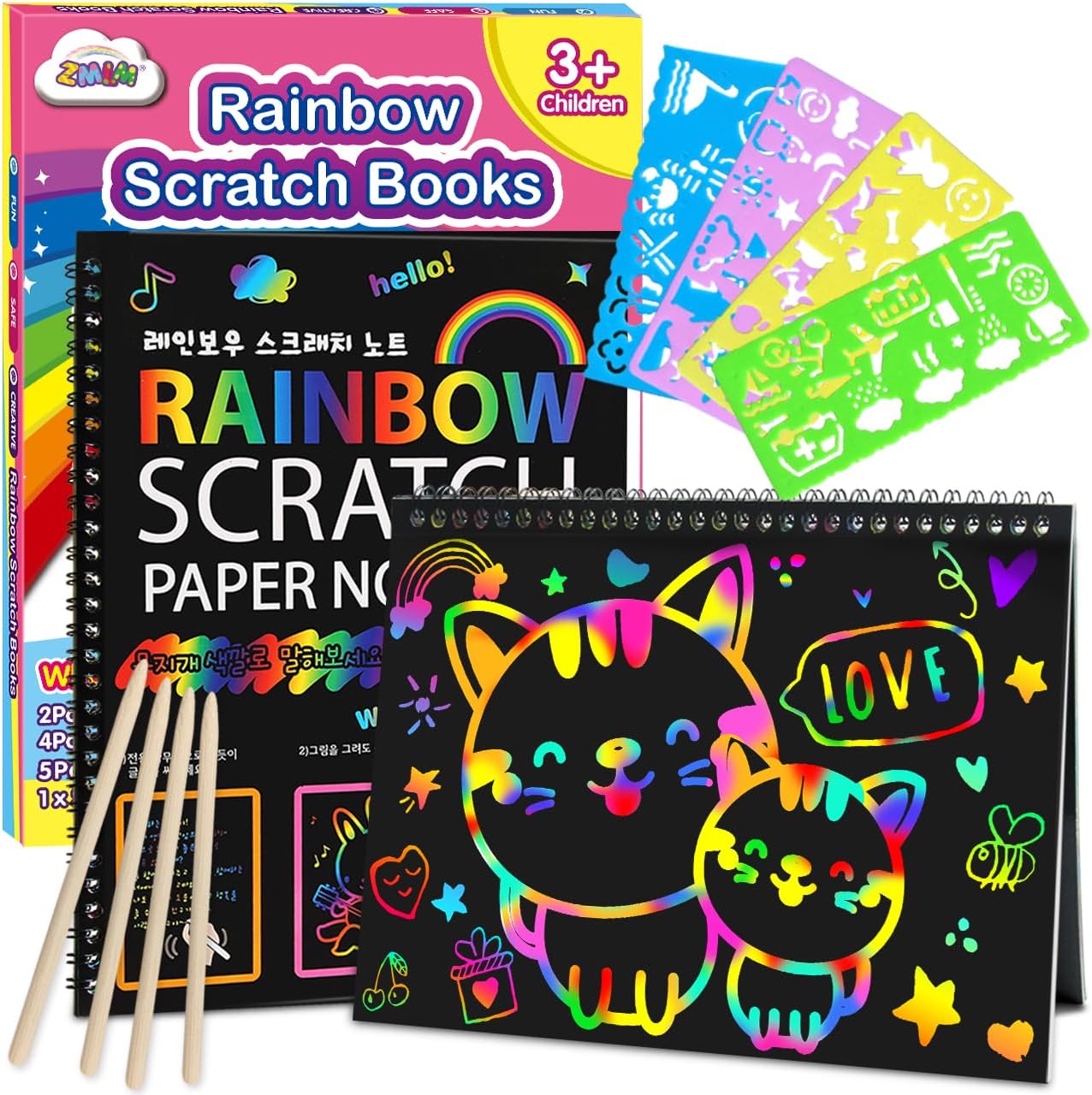 Rainbow Scratch Paper Art Kit: Fun Easter Gift for Kids