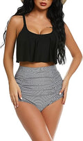 Women Ruffled Bikini Set High Waist Tummy Control Swimwear