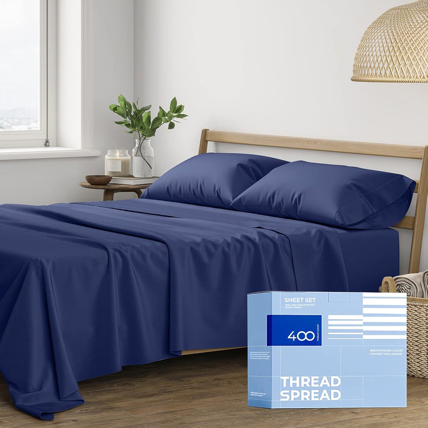 THREAD SPREAD Cotton Full Size Sheet Sets for Ultimate Comfort