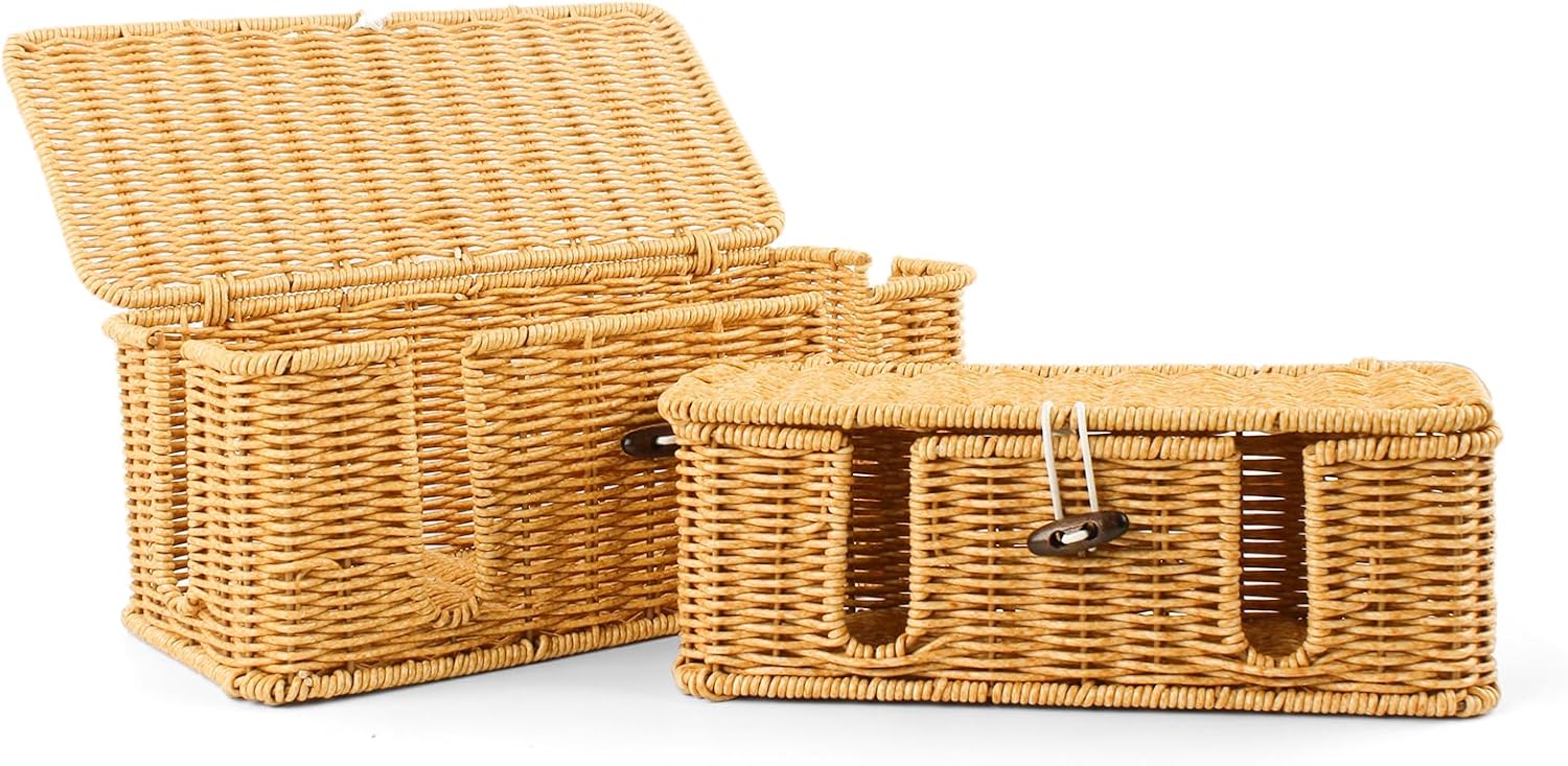 CENELO Handwoven Rattan Cable Box Set - Hide Cords Stylishly