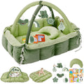 5-in-1 Plush Baby Play Gym Green - Convertible Play Mat & Nest