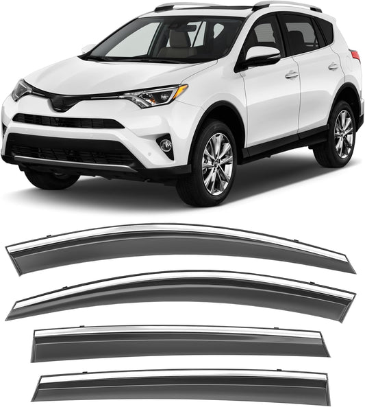 Shatterproof Taped-On Window Deflectors for Toyota Rav4 2013-2018