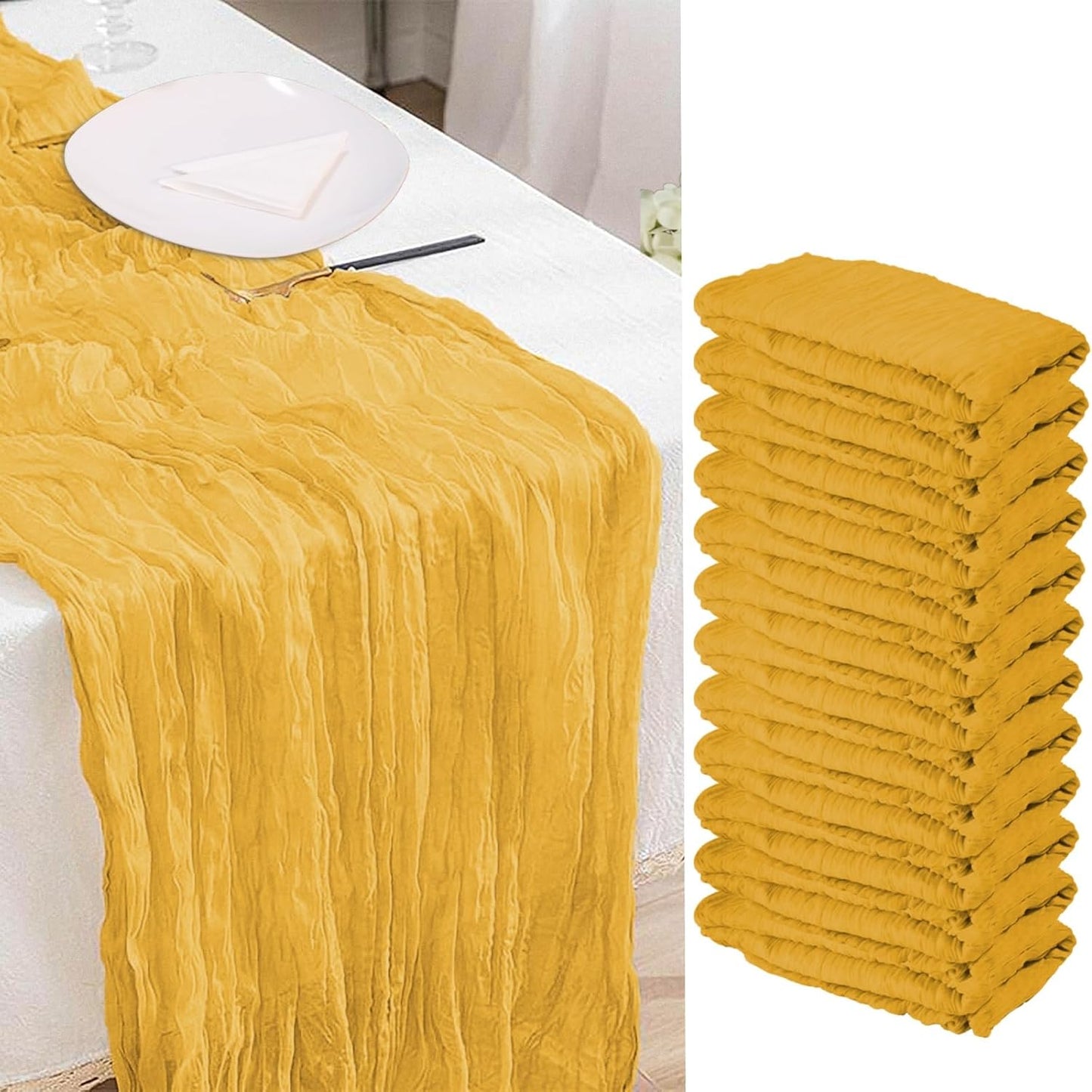 Gold Cheesecloth Table Runner 12 Pack for Elegant Decor
