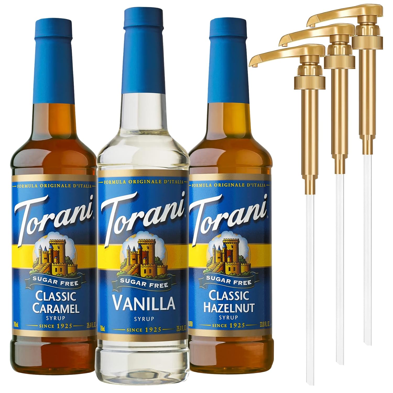 Torani Coffeehouse Variety Syrups with Little Squirt Pumps