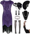 Women's Flapper Dress and Full Accessory Set - Sequin Fringe 1920s