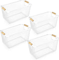 Metal Wire Basket Set with Wooden Handles - 4 Pack Cream White
