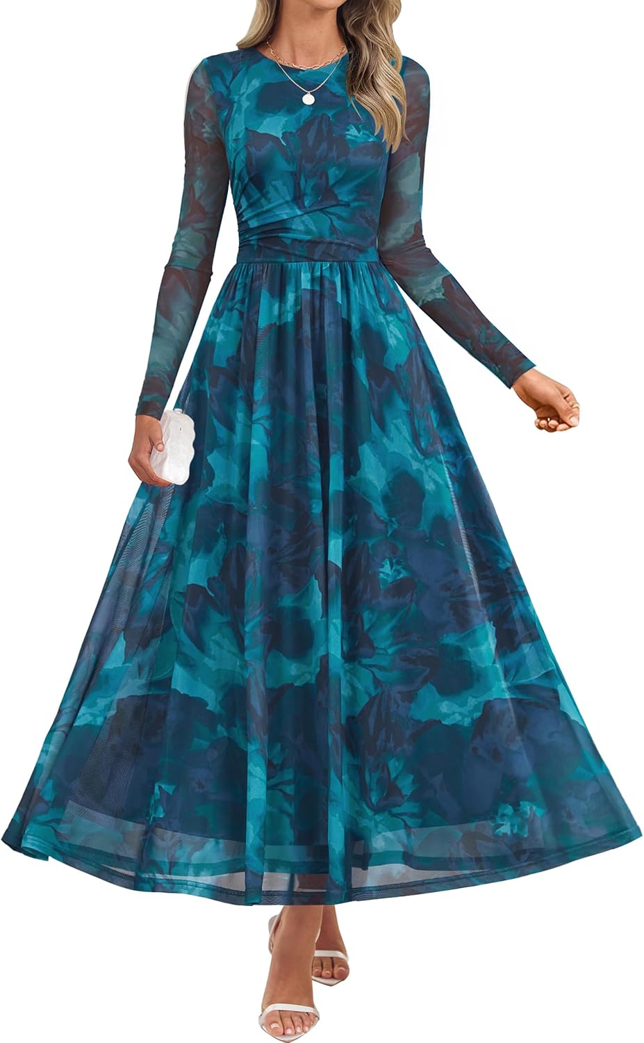 ZESICA Women's Floral Print Maxi Dress for Fall 2025 Events