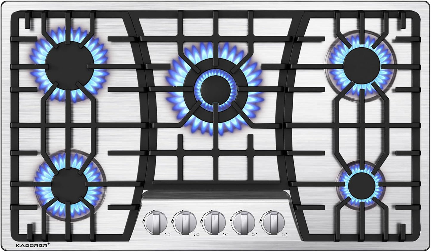 36 inch Gas Cooktop with 5 Burners for Ultimate Cooking Power