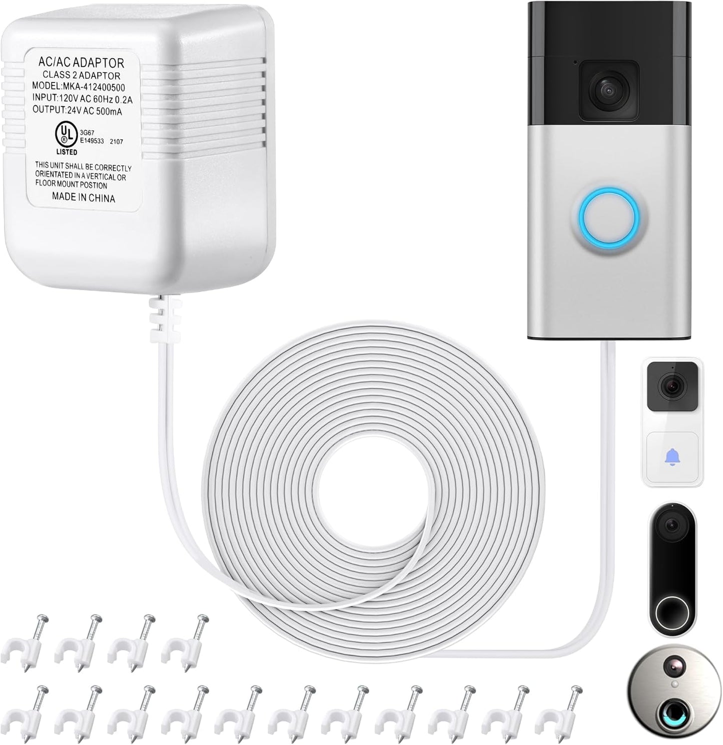 Dreyoo 24V Transformer for Ring Doorbell - Extended C Wire Adapter