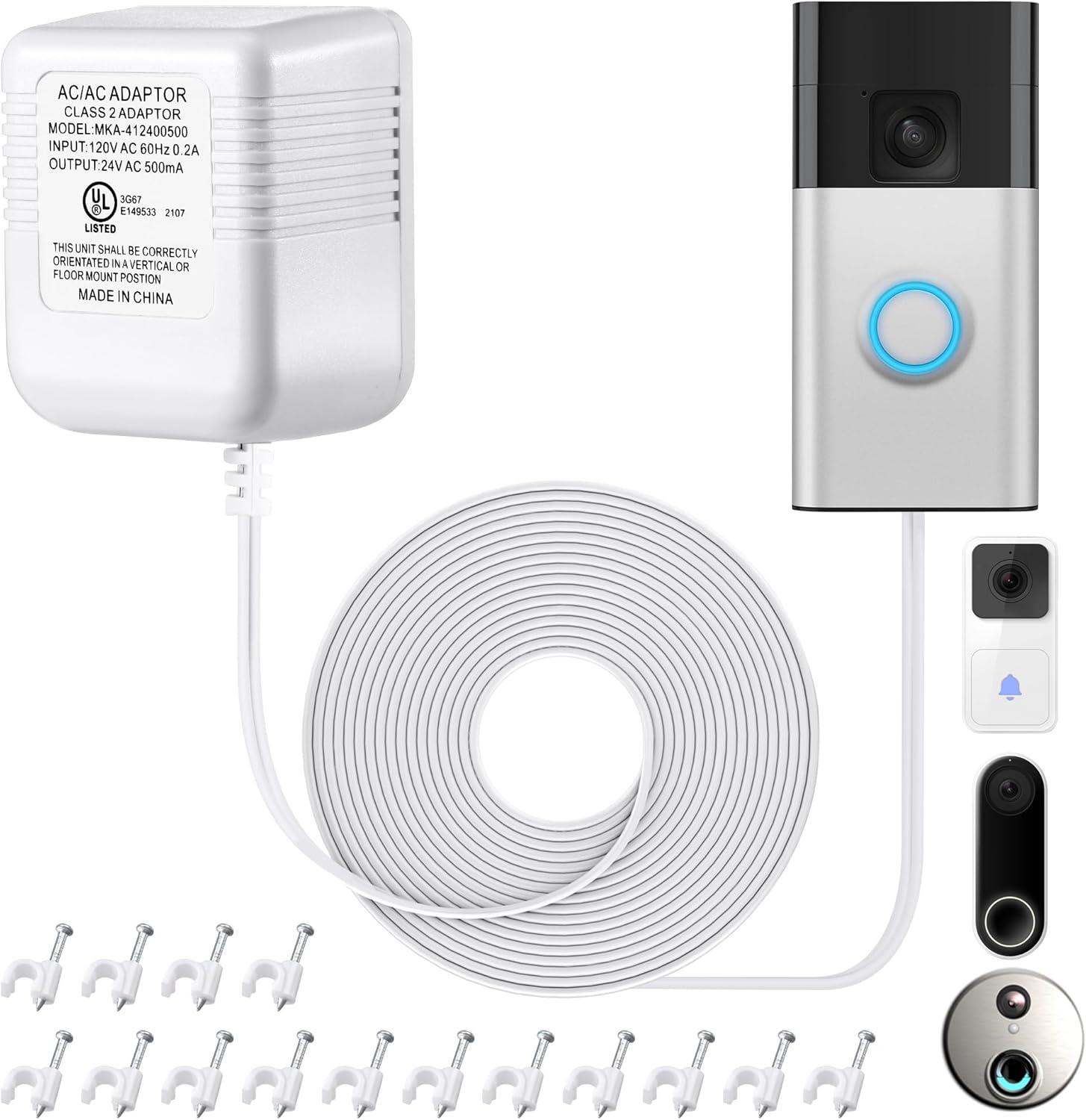 Dreyoo 24V Transformer for Ring Doorbell - Extended C Wire Adapter