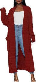 Long Cable Knit Cardigan for Women - Floor-Length Fall Duster
