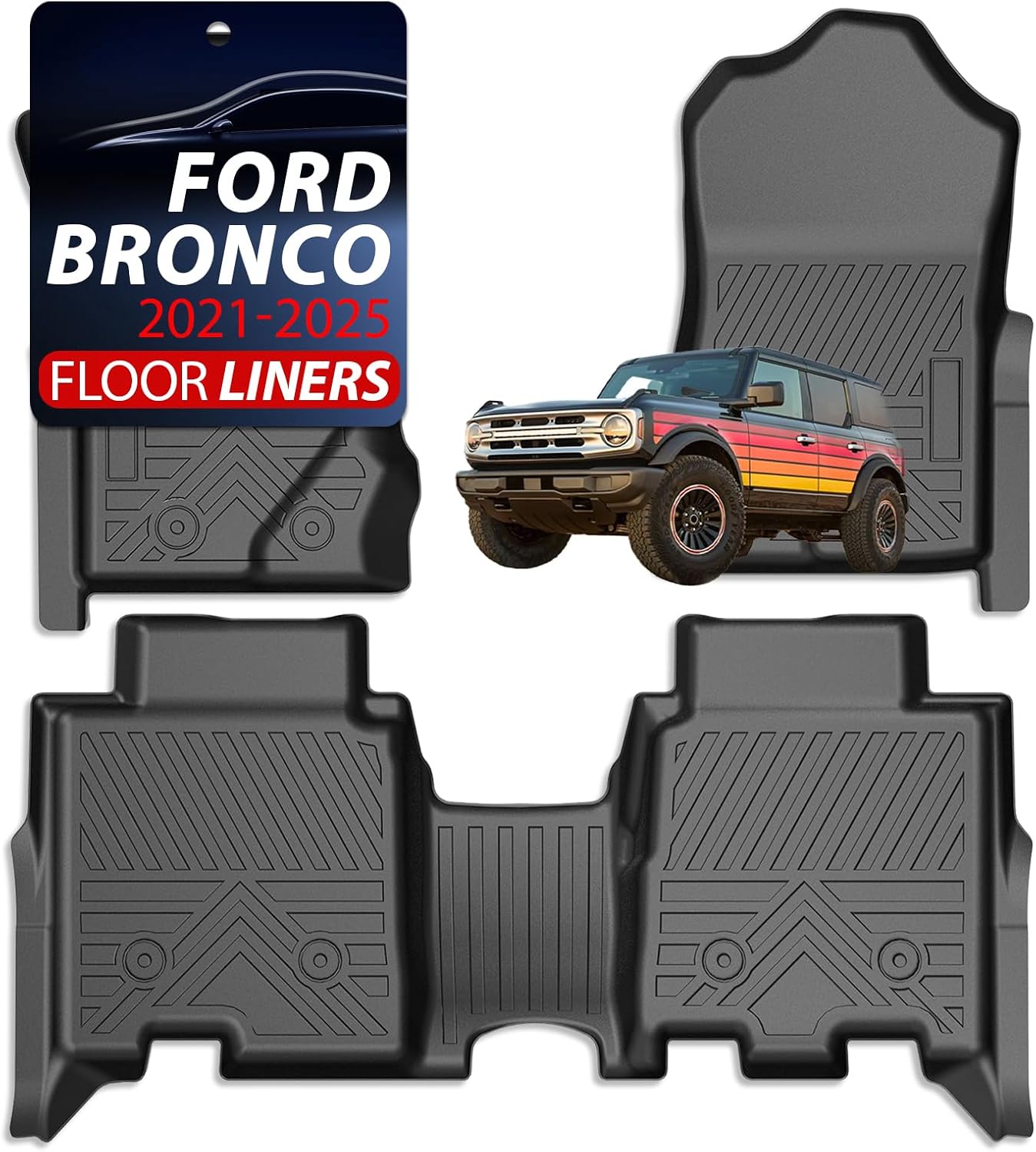 Carbon Fiber Floor Mats for Ford Bronco 4-Door 2021 2025