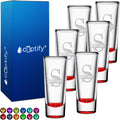 Personalized Shot Glasses Set of 6 Red Bottom - Custom 2 oz Cordials