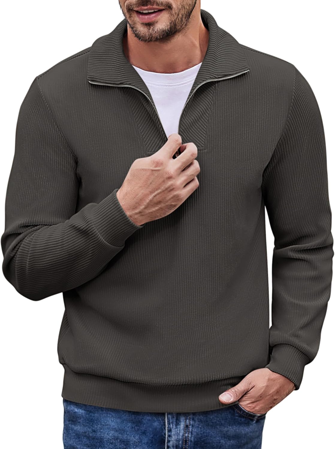COOFANDY Men's Quarter Zip Pullover for Casual Style and Comfort