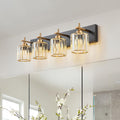 Black Gold Crystal Bathroom Vanity Light 4-Lights - Modern Polished