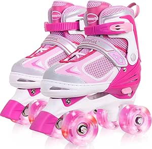 MammyGol Adjustable Roller Skates for Kids with Light Up Wheels