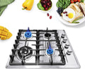23ft Stainless Steel Gas Cooktop 4 Burner Built-In - Compact