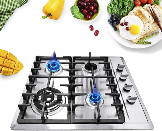 23 Inch Stainless Steel Gas Cooktop with 4 Burners for Kitchen