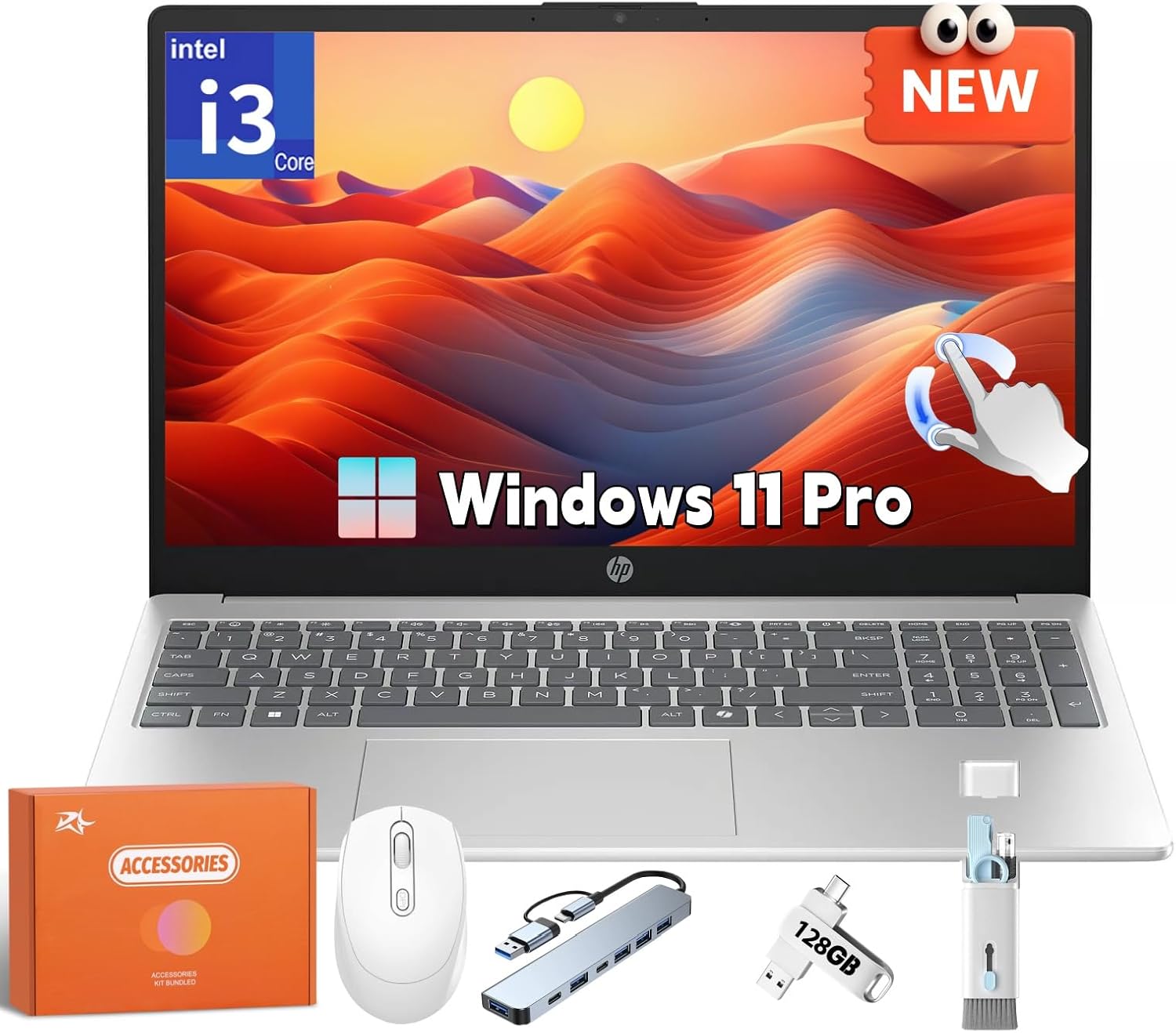 HP Touchscreen Laptop with Intel i3, 64GB RAM, 2TB SSD