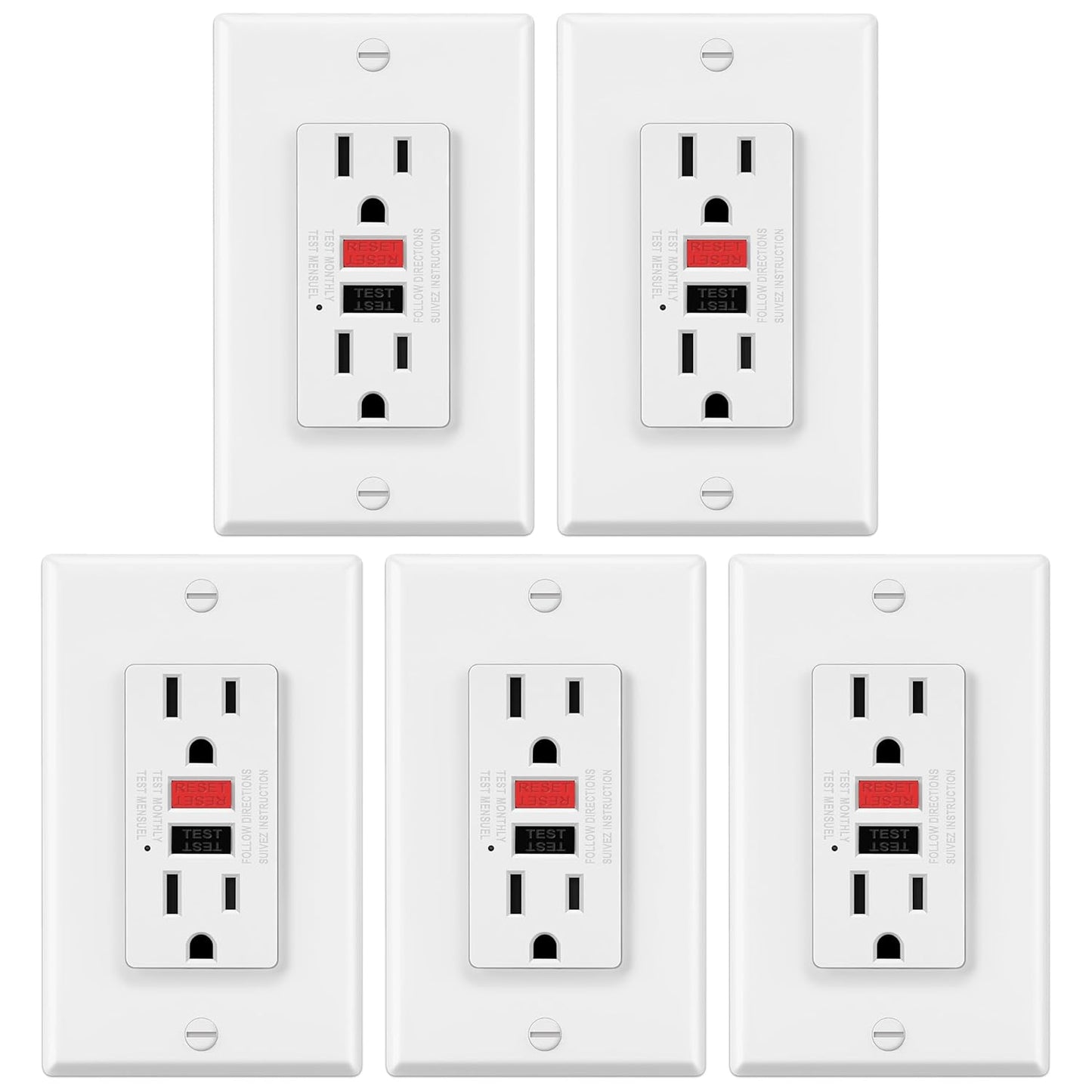 ELECTECK GFCI Outlets 5 Pack with LED Indicator for Safety