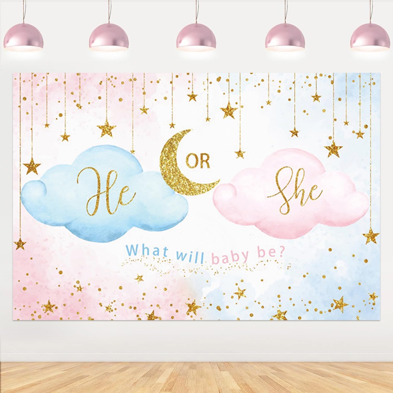 20x10ft Gender Reveal Backdrop for Baby Shower Photography Fun