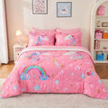 Pink Unicorn Comforter Set Full Size for Girls - Cute 7-Piece Bedding