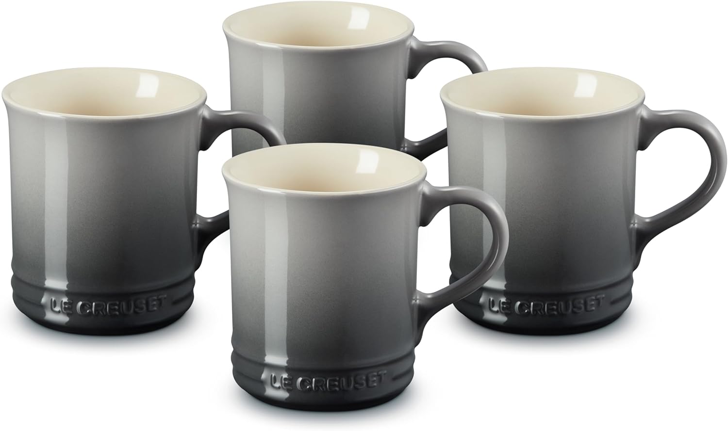Le Creuset Stoneware Mugs Set of 4, 14 oz. Each in Oyster