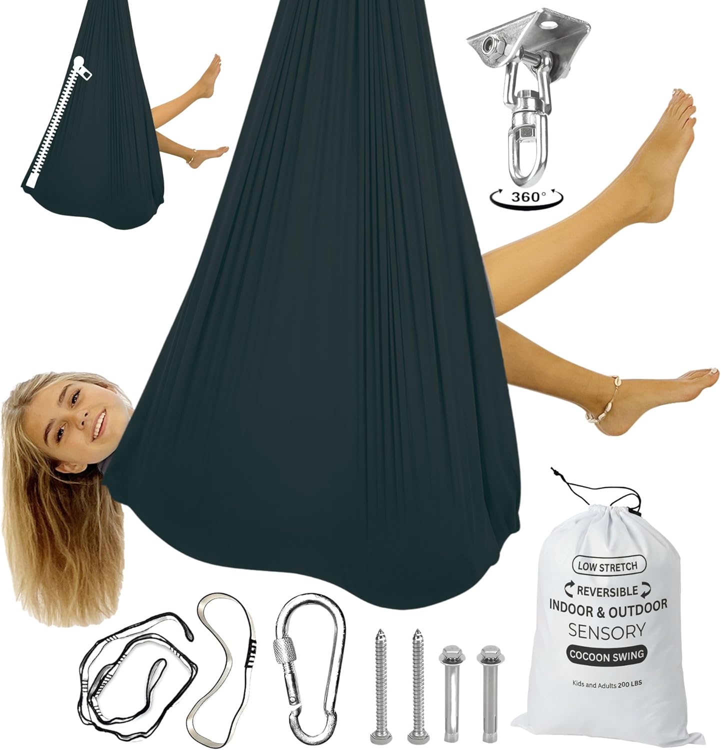 Double Layer Reversible Sensory Swing for Kids and Adults