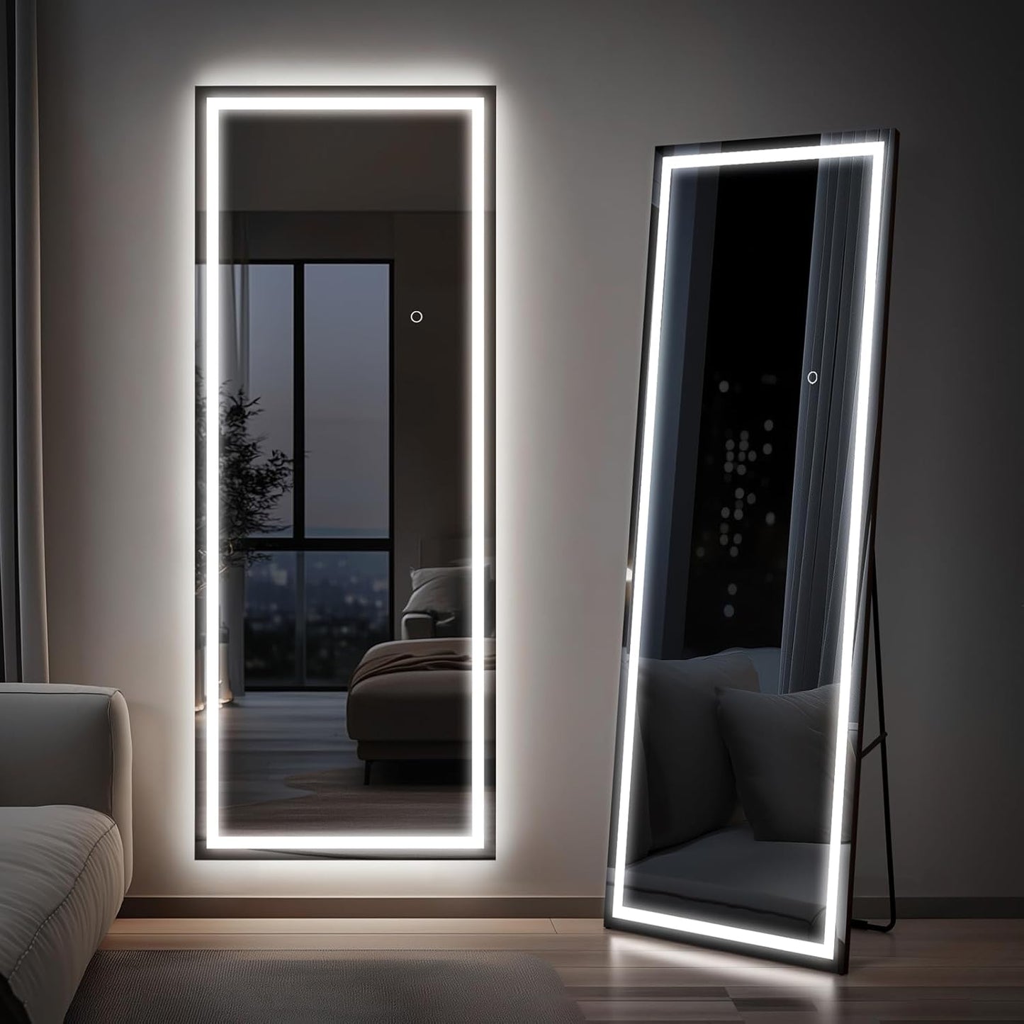 71x28 Frameless Full Length Mirror with Dimmable LED Light