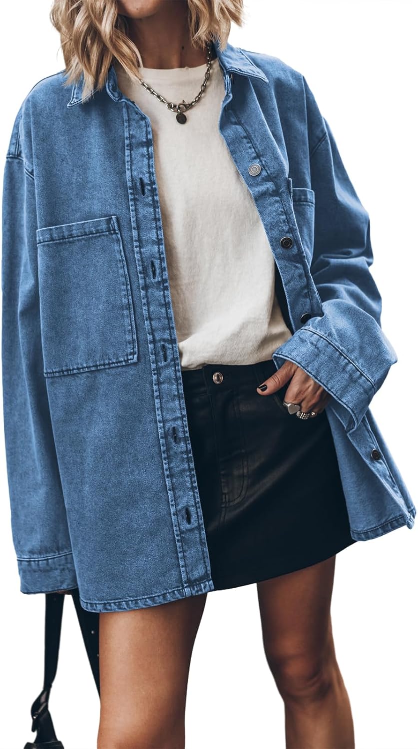 Oversized Jean Jacket for Women - Trendy Denim Coat Style