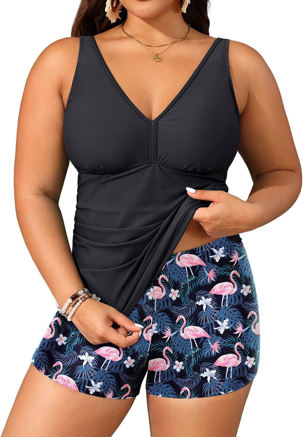 Plus Size Tankini with Shorts for Women - Stylish Swimwear