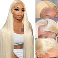 30 Inch 613 13x6 Lace Front Wig Human Hair Straight Blonde - Natural