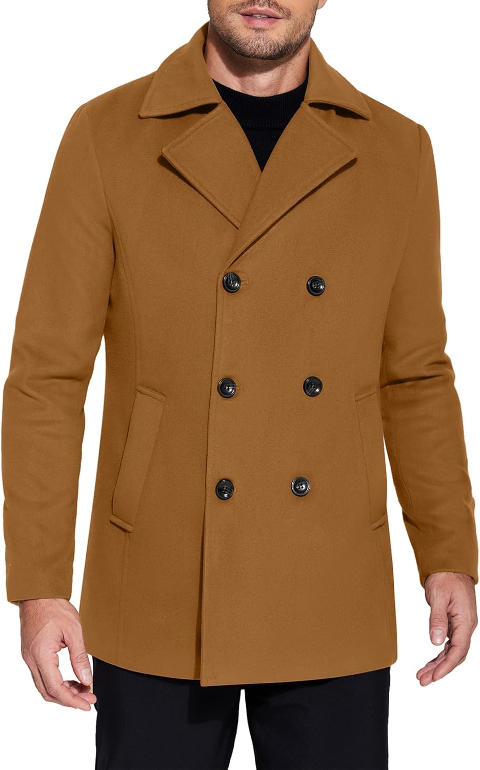 Men's Double Breasted Pea Coat for Stylish Winter Wear