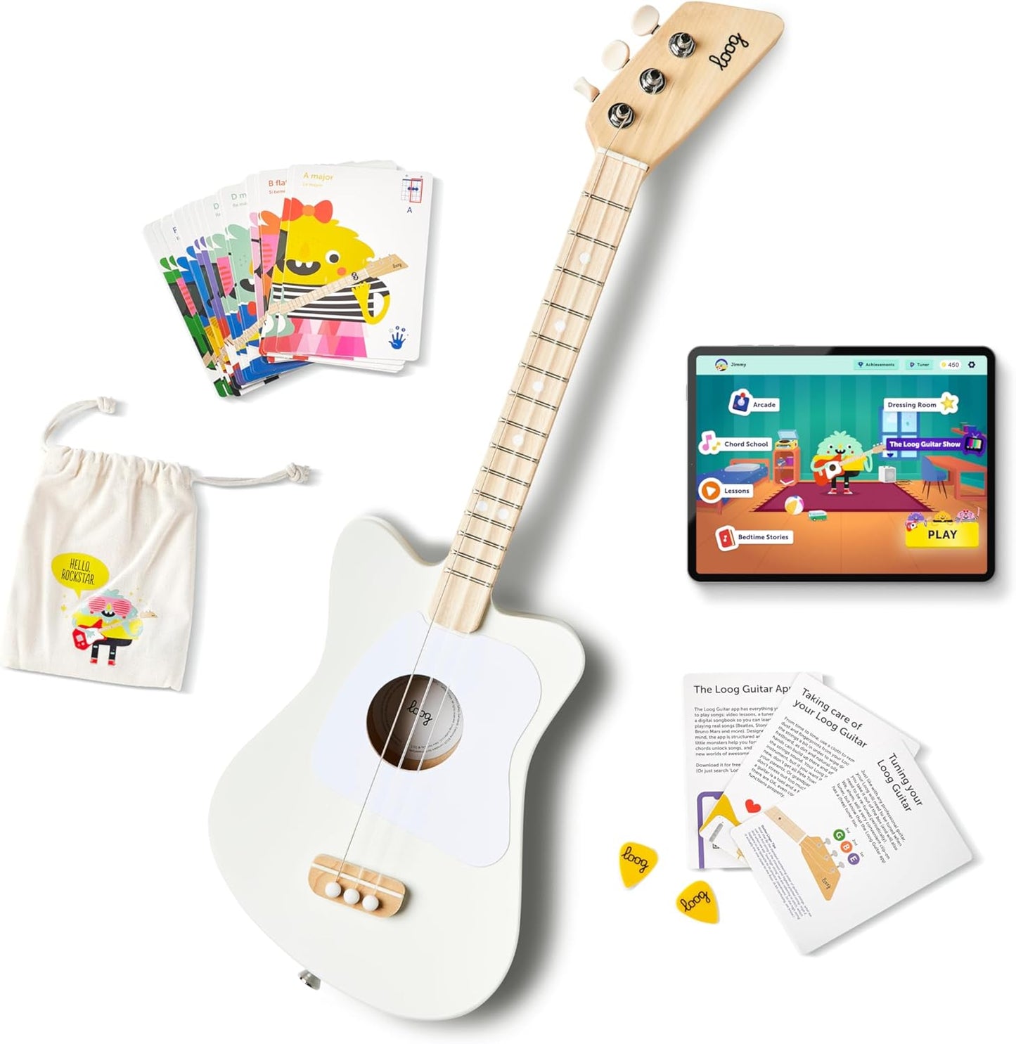 Loog Mini Acoustic Kids Guitar for Beginners Ages 3+ Learning