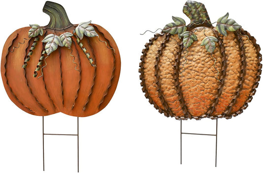 26 H Metal Pumpkin Yard Stake for Rustic Fall Decor