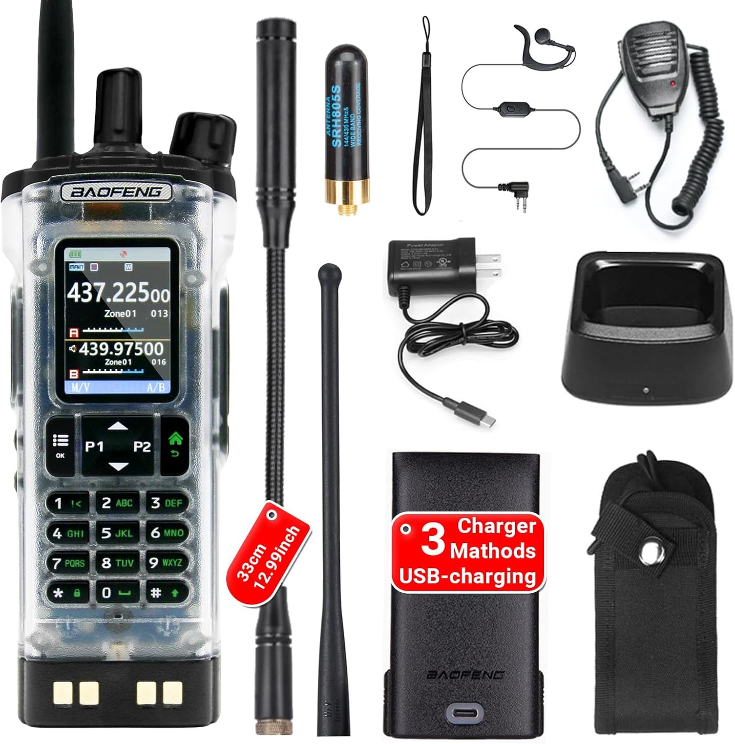 BAOFENG UV-32 10W Transparent Ham Radio with GPS Features