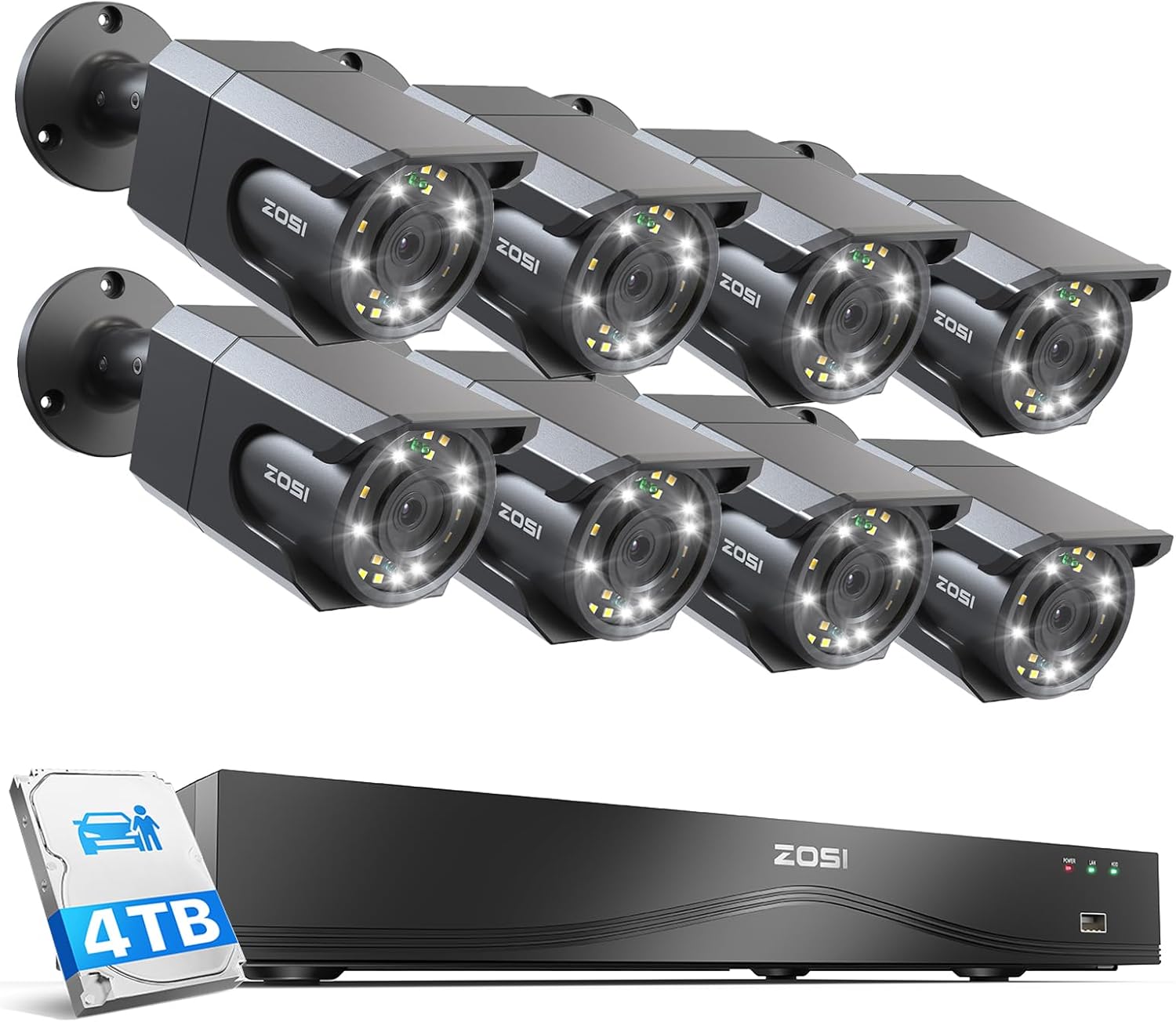 ZOSI 4K 16CH PoE Security Camera System with Night Vision