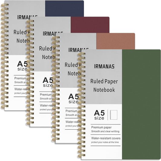 Irmanas A5 Cute Ruled Notebooks - 4 Pack, 640 Pages
