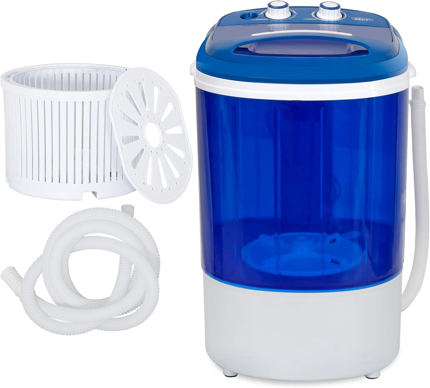 Compact Portable Mini Washer, 5.7 lbs Capacity, Spin Cycle, Drain Hose - Semi-auto Laundry