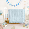 Mini Crib Bedding Set for Girls Blue - 3 Piece Tufted Jacquard Ruffle