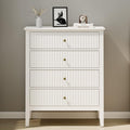 White Fluted 4 Drawer Dresser for Bedroom - Stylish Storage