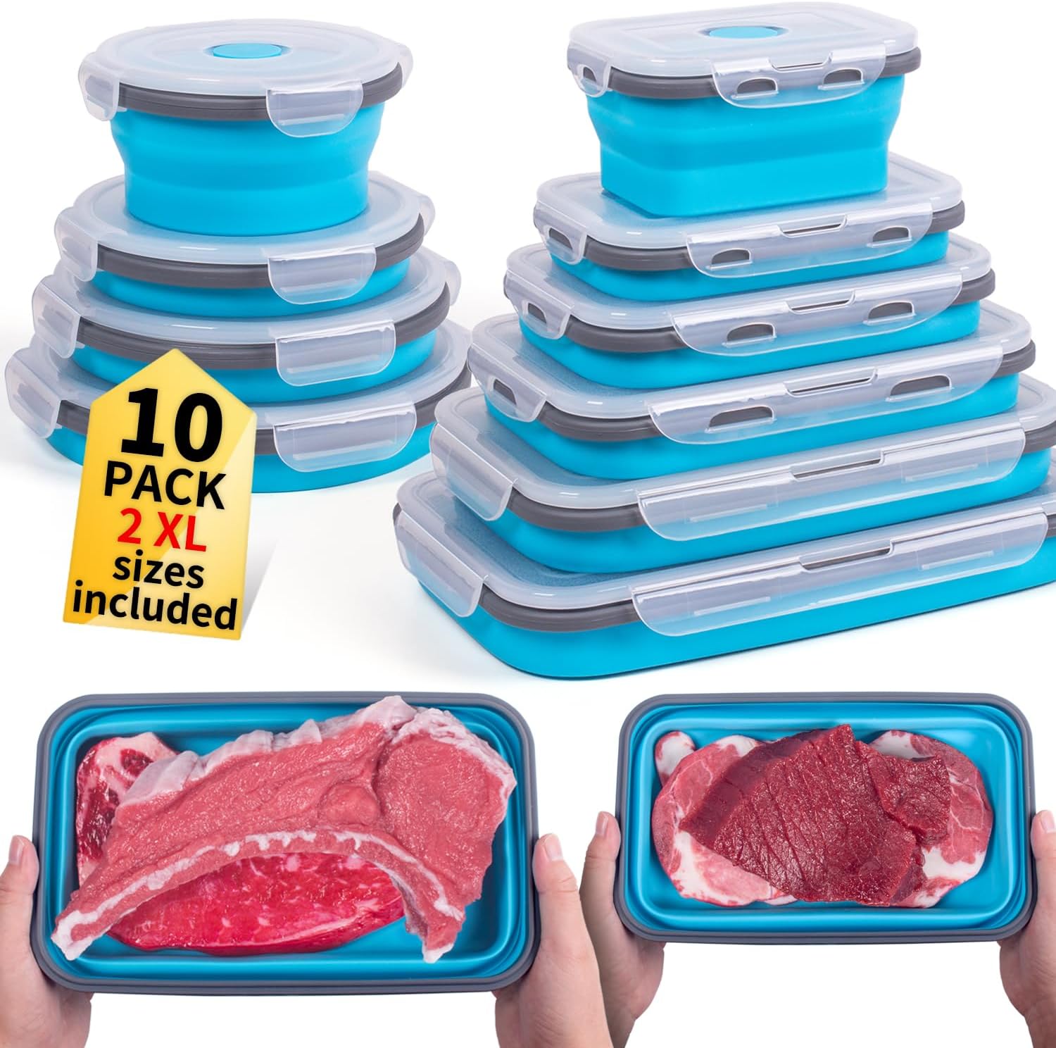 Collapsible Food Storage Containers Set for Versatile Use