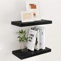 Black Floating Shelves for Wall 16 x 9.3 Set of 2 - Deep Rustic