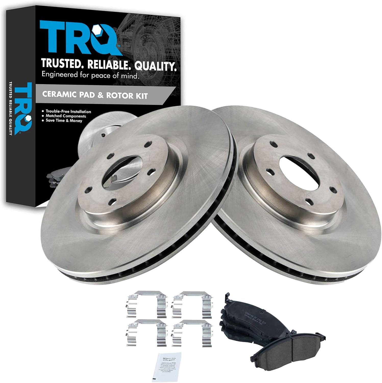 TRQ Front Ceramic Disc Brake Pads & Rotor Kit for Infiniti Nissan