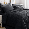 JOLLYVOGUE Black Twin Size Comforter Set - Pintuck Elegance