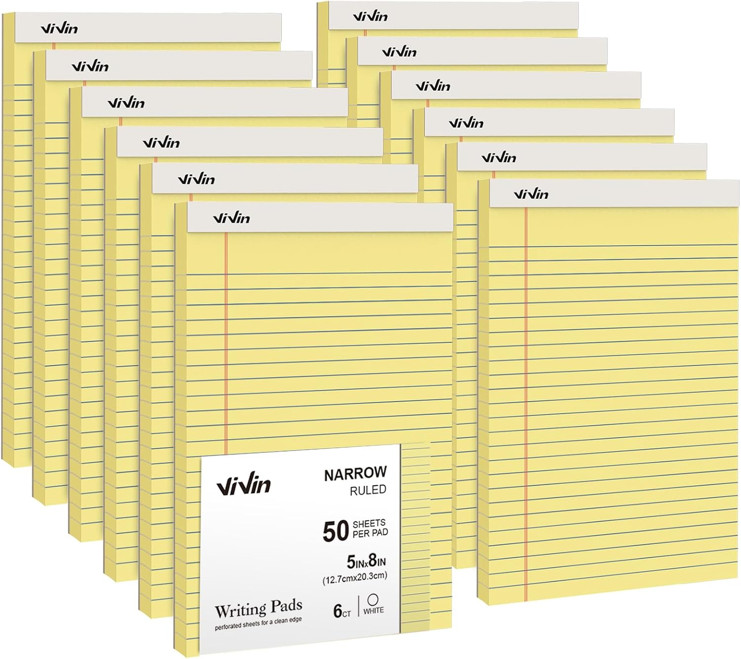 ViVin Legal Pads 12pk, Narrow Ruled, 600 Sheets