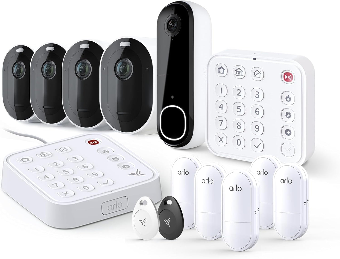 Arlo Home Security System with 5 Sensors and 4 Cameras Bundle